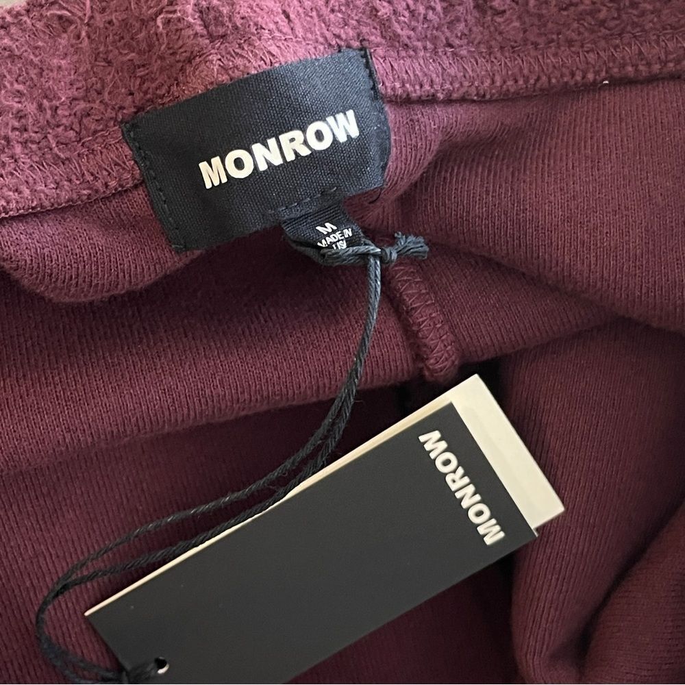 Monrow Teddy Fleece Slouchy Sweatpants Merlot Size Medium New - Picture 11 of 16